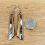 Load image into Gallery viewer, Acrylic and Koa Wood Earrings Black Licorice Creme Swirl
