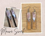 Load image into Gallery viewer, Acrylic and Koa Wood Earrings Mauve Swirl
