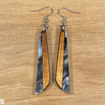 Load image into Gallery viewer, Acrylic and Koa Wood Earrings Black Licorice Creme Swirl
