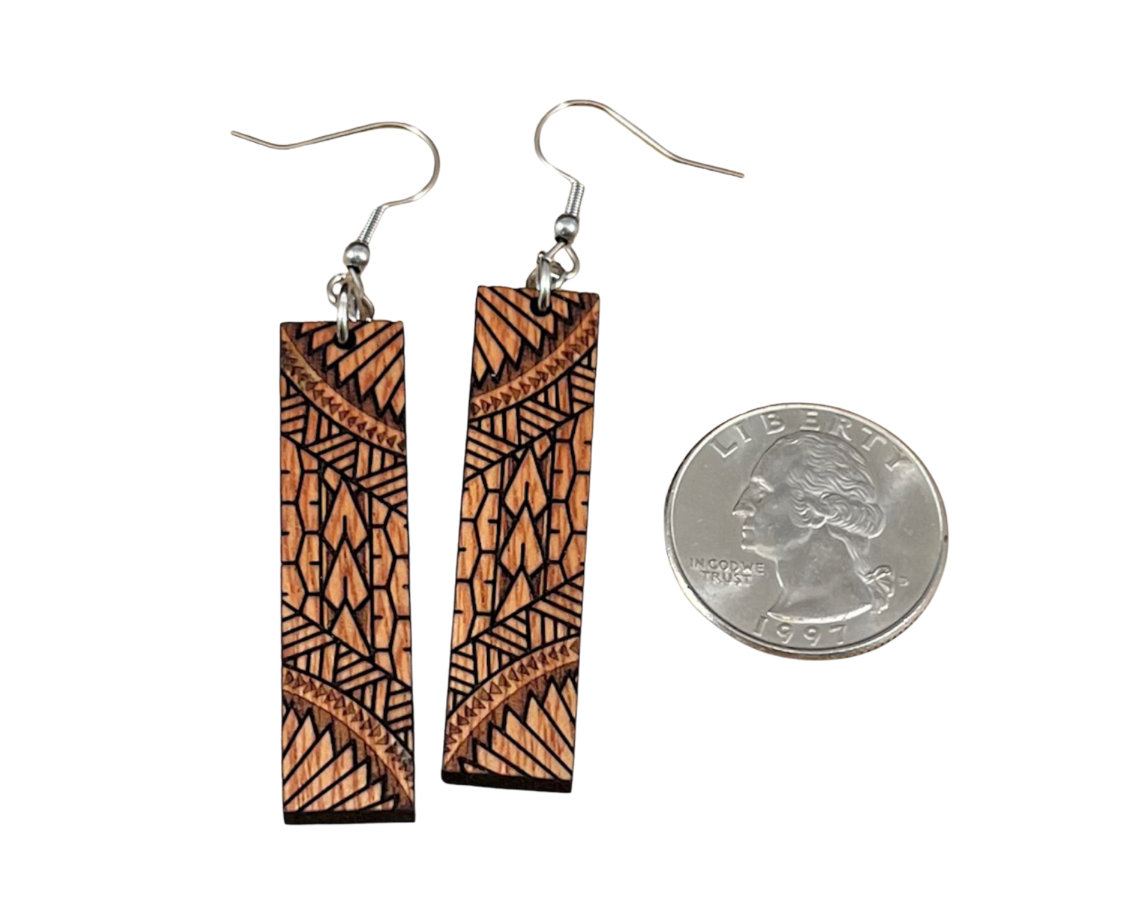 Engraved Kamani Wood Earrings