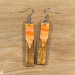 Load image into Gallery viewer, Acrylic and Koa Wood Earrings Orange Pearl
