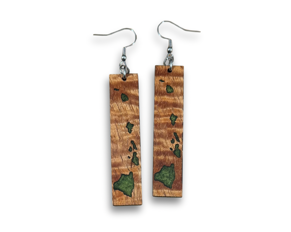 Handmade Koa and Resin Earrings