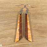 Load image into Gallery viewer, Acrylic and Koa Wood Earrings Orange Pearl
