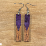 Load image into Gallery viewer, Acrylic and Koa Wood Earrings Purple Pearl
