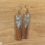 Load image into Gallery viewer, Acrylic and Koa Wood Earrings Gray Pearl
