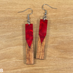 Load image into Gallery viewer, Acrylic and Koa Wood Earrings Red Pearl
