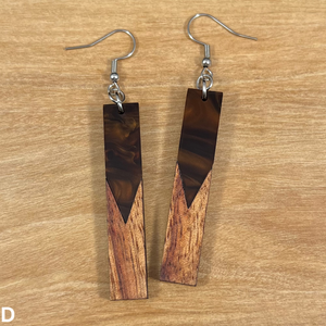 Acrylic and Koa Wood Earrings Mocha Pearl