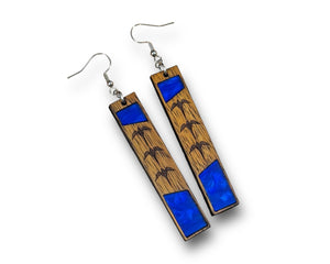 Koa and Acrylic Iwa Earrings