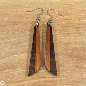 Acrylic and Koa Wood Earrings Mocha Pearl