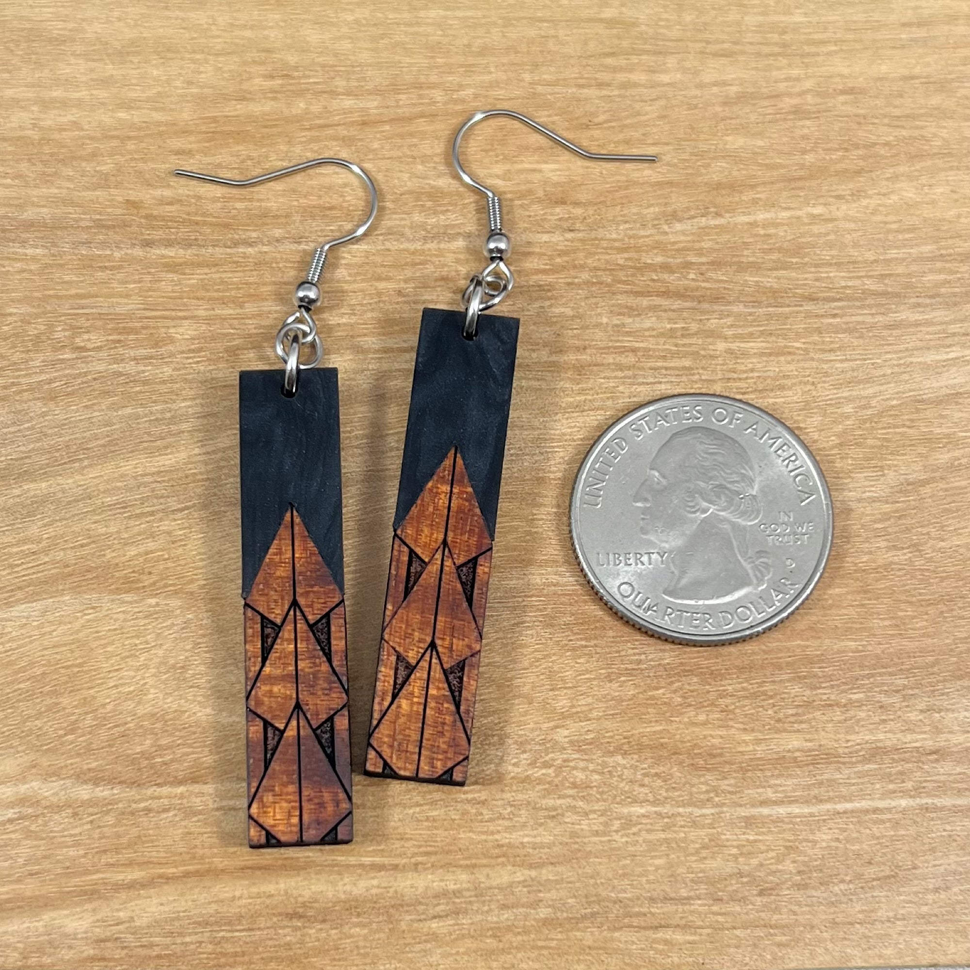 Koa wood and Acrylic Maka Ihe Earrings