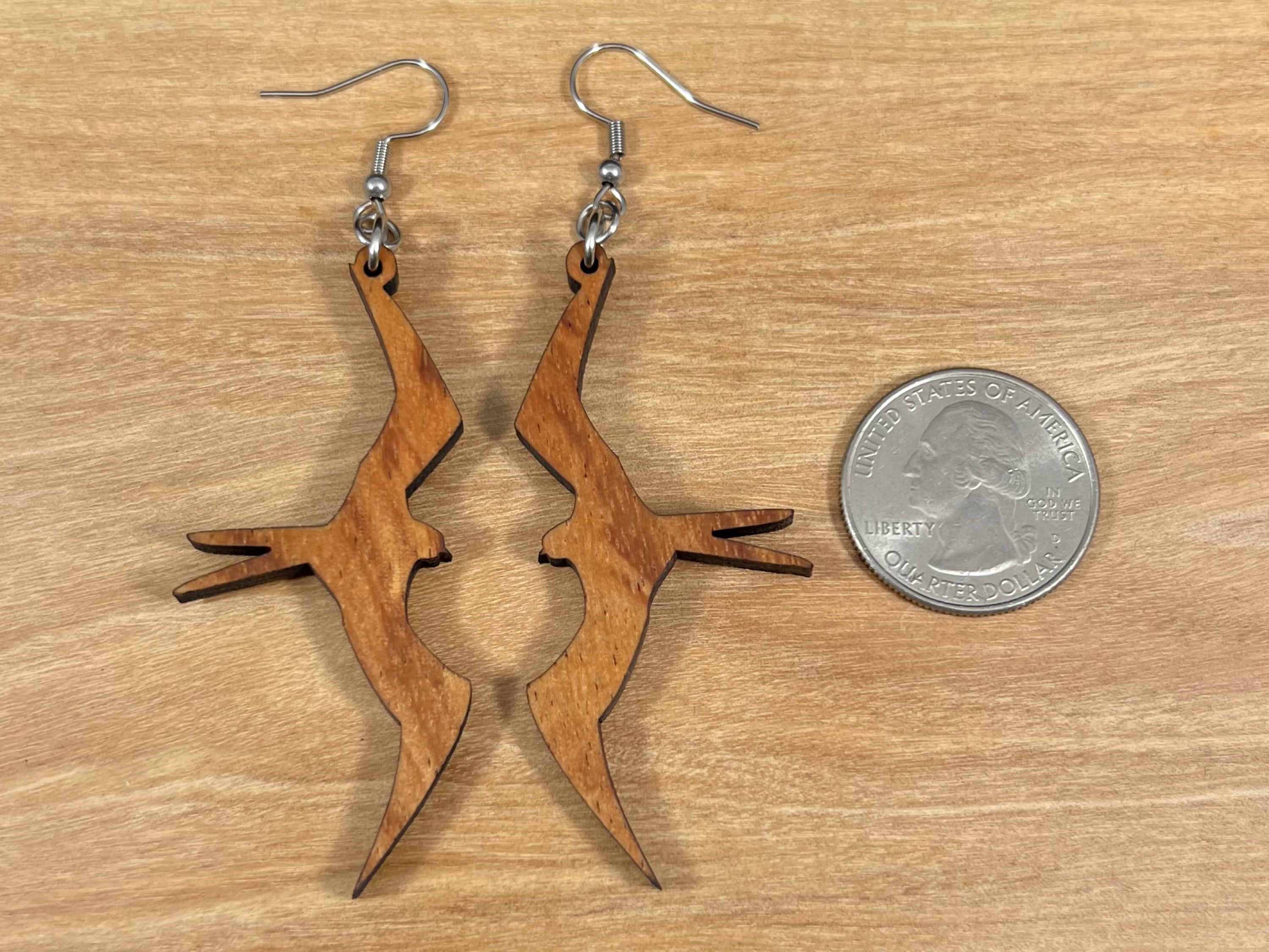 Koa Iwa Bird Earrings