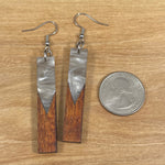 Load image into Gallery viewer, Acrylic and Koa Wood Earrings Gray Pearl
