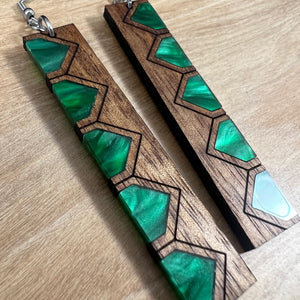 Acrylic and Koa Honu shell Earrings