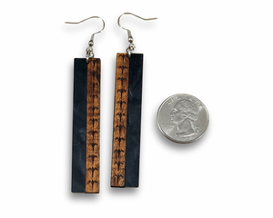 Koa wood and Acrylic iwa Earrings