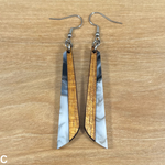 Load image into Gallery viewer, Acrylic and Koa Wood Earrings Black Licorice Creme Swirl
