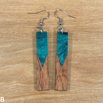 Load image into Gallery viewer, Acrylic and Koa Wood Earrings Emerald Starry Sky
