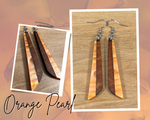 Load image into Gallery viewer, Acrylic and Koa Wood Earrings Orange Pearl
