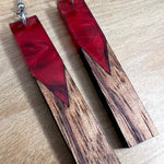 Load image into Gallery viewer, Acrylic and Koa Wood Earrings Red Pearl
