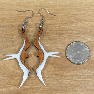 Koa and Acrylic Iwa Bird Earrings