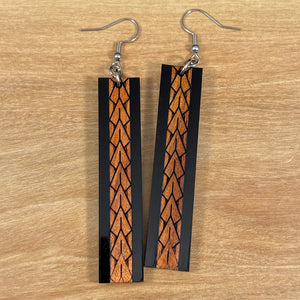 Koa wood and Acrylic Maka Ihe Earrings