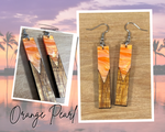 Load image into Gallery viewer, Acrylic and Koa Wood Earrings Orange Pearl
