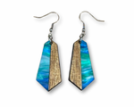 이미지를 갤러리 뷰어에 로드 , Acrylic and Koa Wood Earrings Lime Blue Pearl
