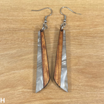 Load image into Gallery viewer, Acrylic and Koa Wood Earrings Gray Pearl
