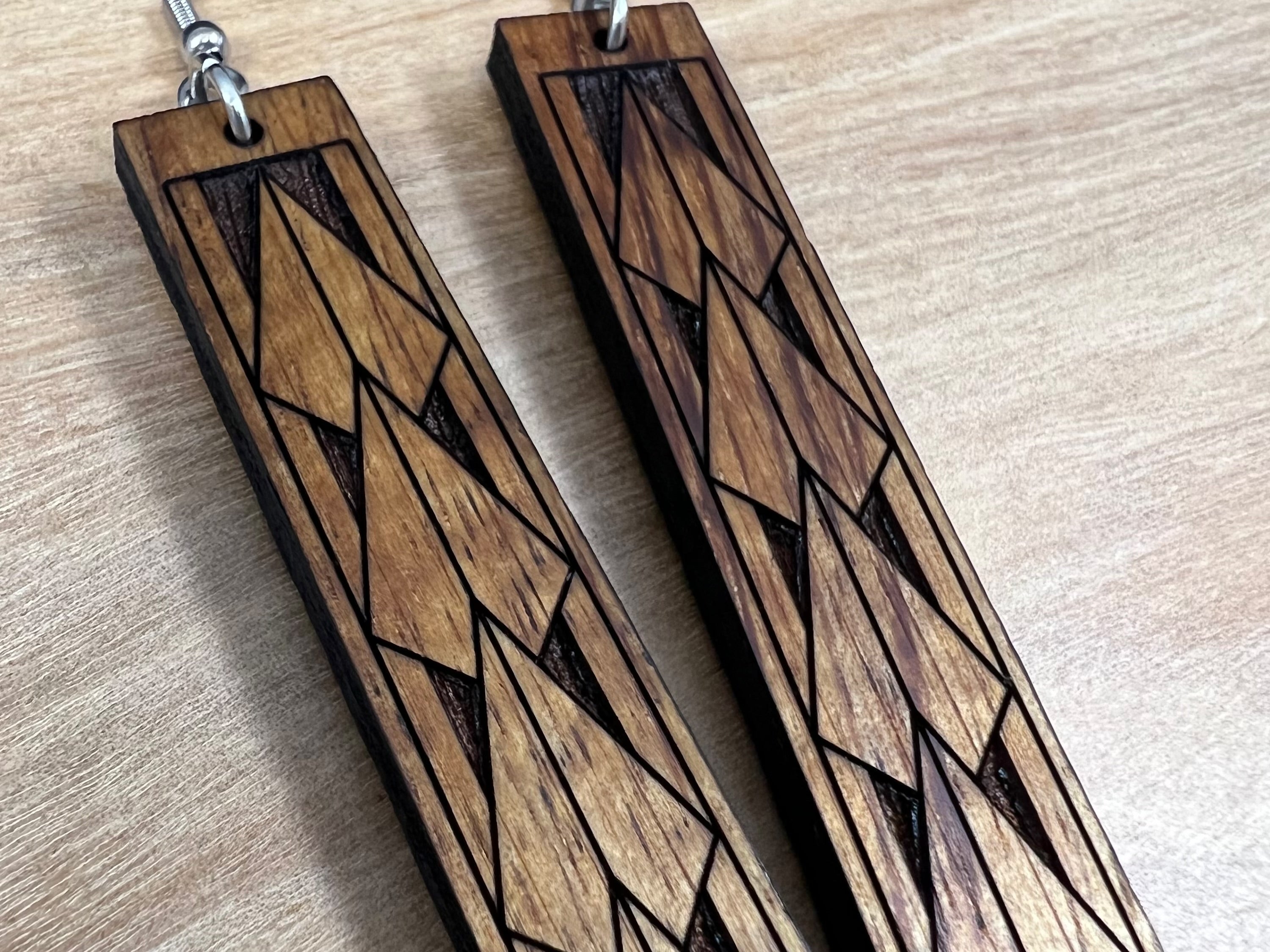 Engraved Koa Maka Ihe Earrings