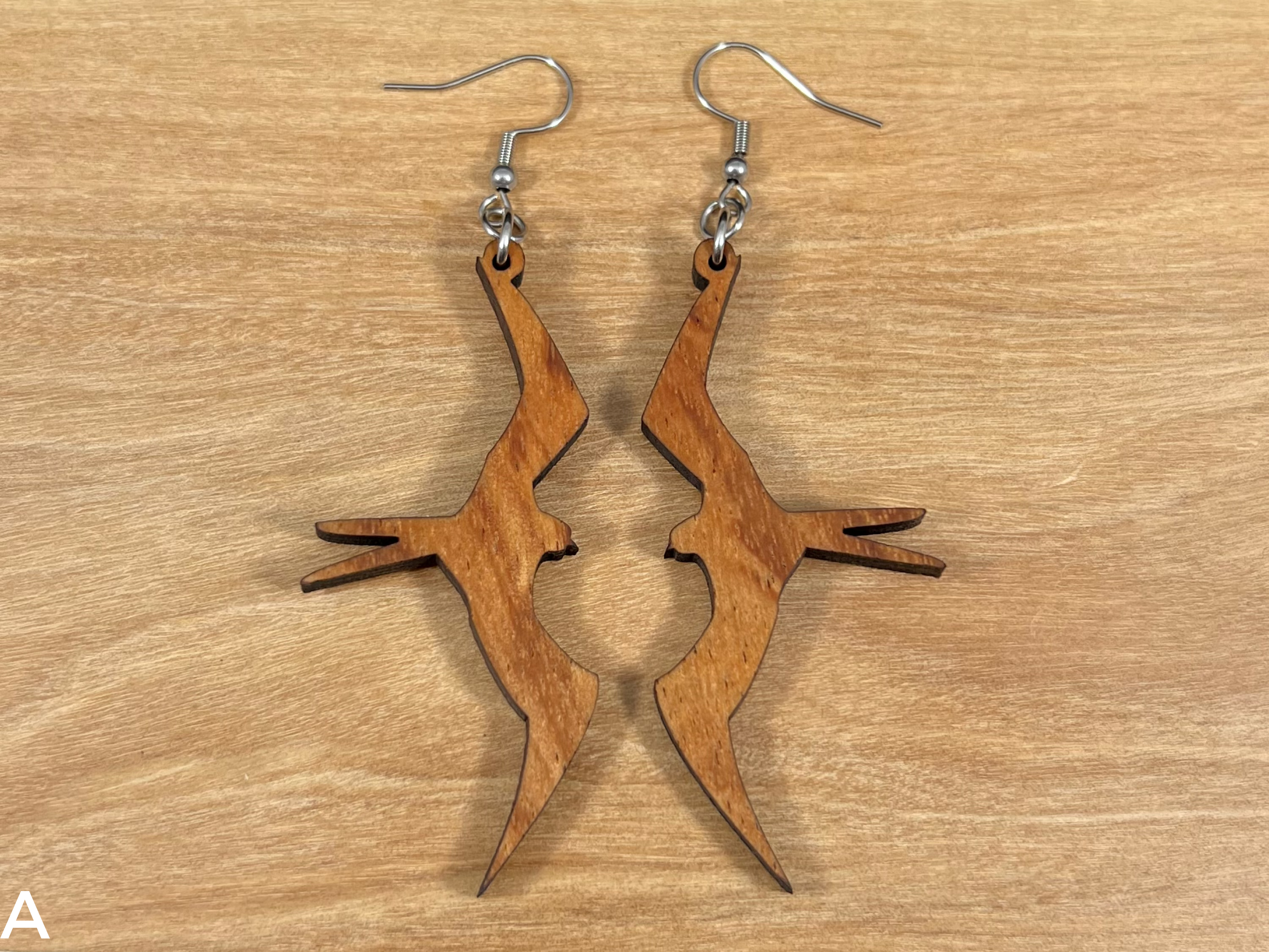 Koa Iwa Bird Earrings