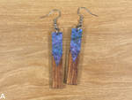 Load image into Gallery viewer, Acrylic and Koa Wood Earrings Purple Starry Sky
