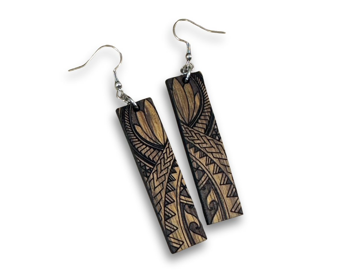 Koa Engraved Earrings