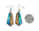 이미지를 갤러리 뷰어에 로드 , Acrylic and Koa Wood Earrings Lime Blue Pearl
