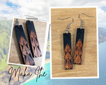 Load image into Gallery viewer, Koa wood and Acrylic Maka Ihe Earrings
