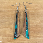 Load image into Gallery viewer, Acrylic and Koa Wood Earrings Teal Swirl
