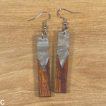 Load image into Gallery viewer, Acrylic and Koa Wood Earrings Gray Pearl
