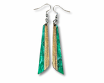 Load image into Gallery viewer, Acrylic and Koa Wood Earrings Green Pearl
