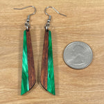 Load image into Gallery viewer, Acrylic and Koa Wood Earrings Green Pearl
