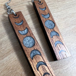 Load image into Gallery viewer, Koa and Resin Moon Phase Earrings (short)
