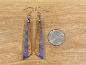 Acrylic and Koa Wood Earrings Purple Starry Sky