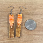 Load image into Gallery viewer, Acrylic and Koa Wood Earrings Orange Pearl
