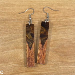 Acrylic and Koa Wood Earrings Mocha Pearl