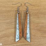 Load image into Gallery viewer, Acrylic and Koa Wood Earrings Light Blue Pearl
