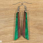 Load image into Gallery viewer, Acrylic and Koa Wood Earrings Green Pearl
