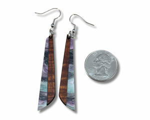 Acrylic and Koa Wood Earrings Enchanted Garden