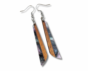 Acrylic and Koa Wood Earrings Enchanted Garden