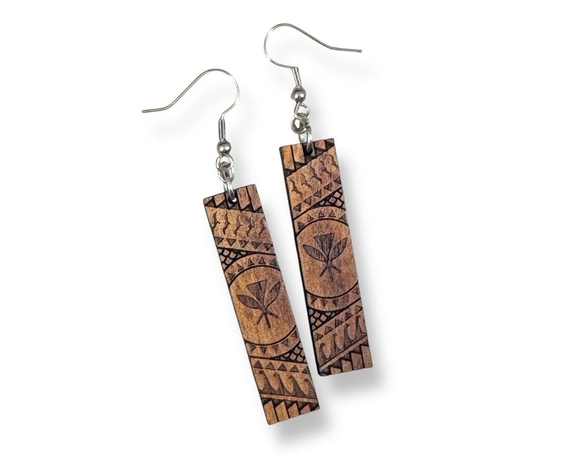 Koa Engraved Earrings (short)