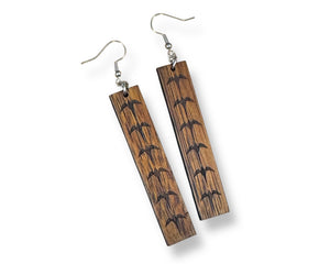 Engraved Koa Iwa Earrings