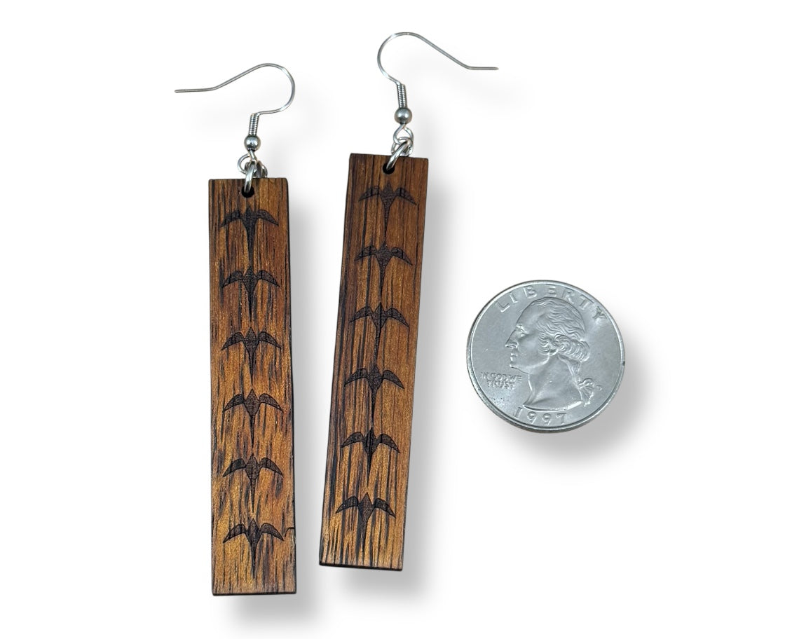 Engraved Koa Iwa Earrings