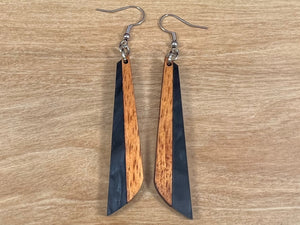 Acrylic and Koa Wood Earrings Black pearl