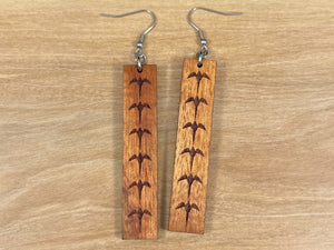Engraved Koa Iwa Earrings